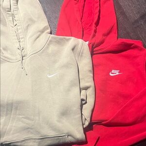 Nike Beige and Red Hoodies